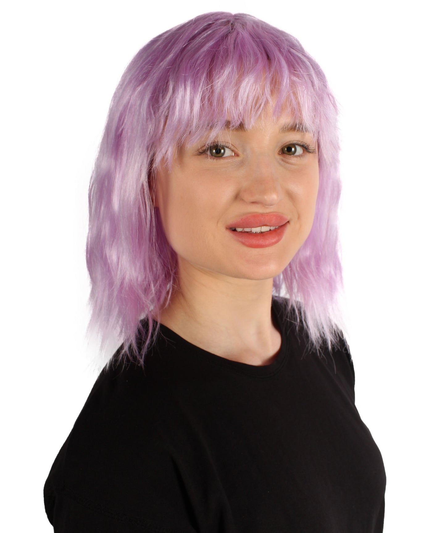 女性用ショルダーレングスバング波状コスプレウィッグ ライトパープル H-5229_13 ファンシースタイル プレミアムハロウィンパーティーウィッグコレクション