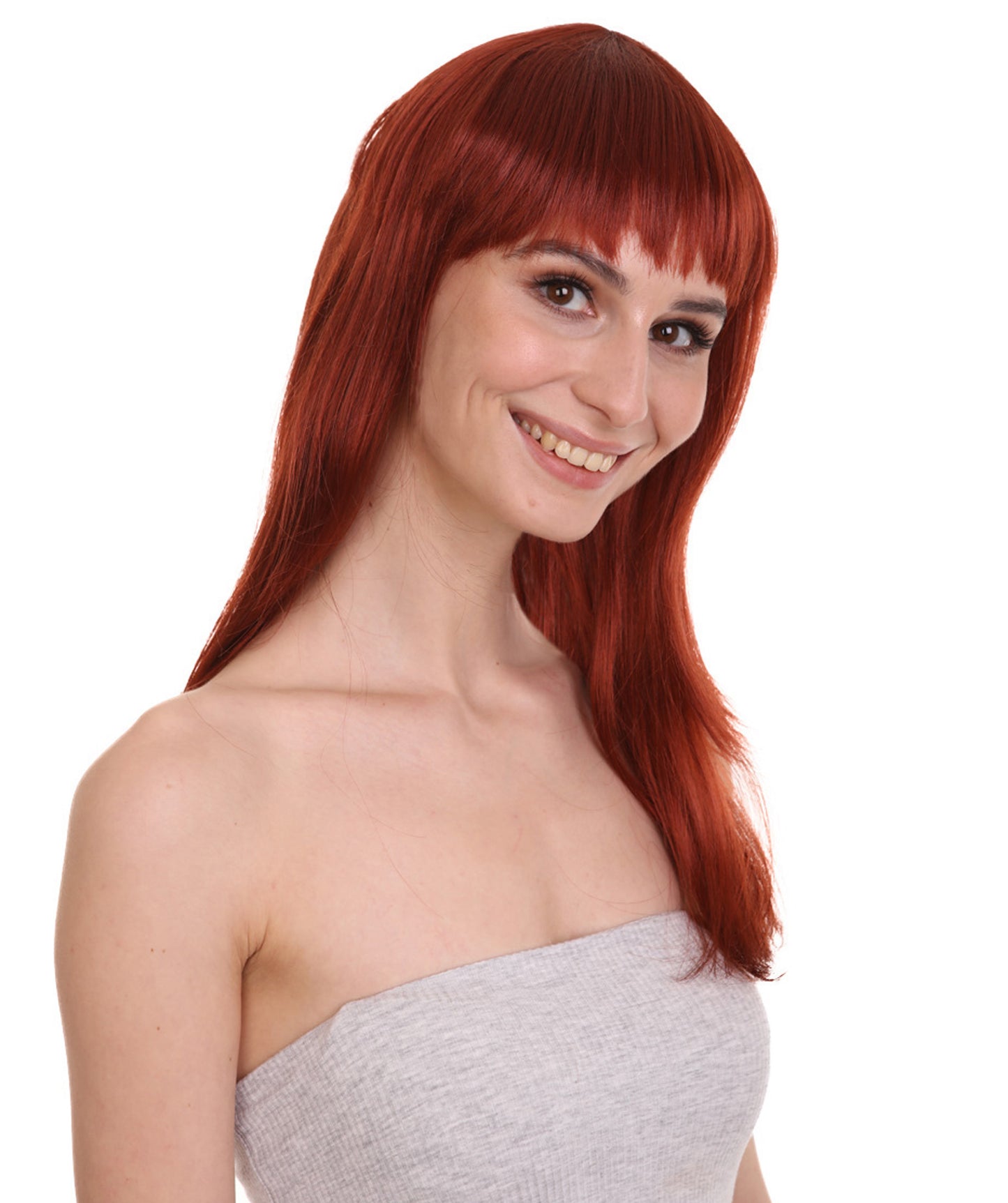 Wigs2you ハロウィン パーティー プレミアム レディース H-1038 とても快適なグラマー グリーン ウィッグ ダーク オーバーン カラー