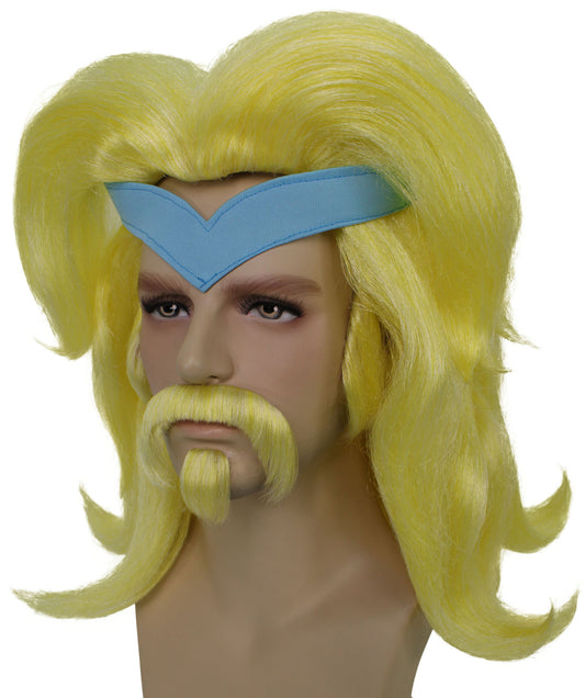 男性用 H-6261 テレビ番組 アフリカ系アメリカ人悪役 イエローウィッグ ハロウィンに最適 難燃性合成繊維