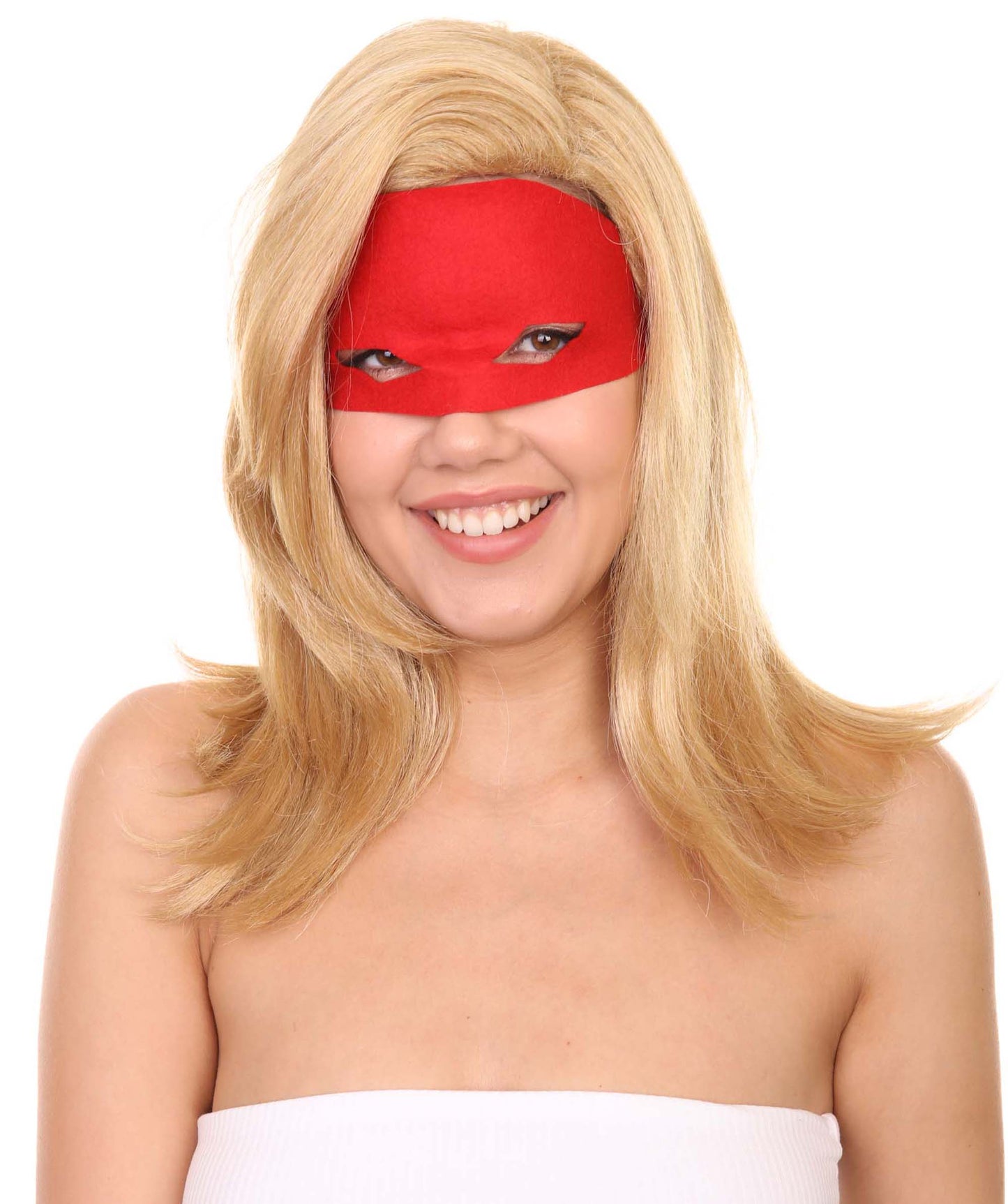 ハロウィンパーティープレミアムレディ H-5432 ミディアムレングス ハロウィンアニメーションキャプテンスーパーヒーローウィッグ ブロンド