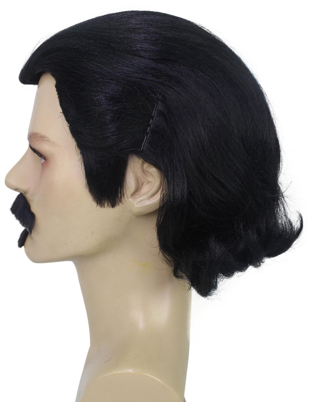 ハロウィンパーティープレミアム大人用メンズダッチ・ヴァン・デールリンデの黒ウィッグ H-5690