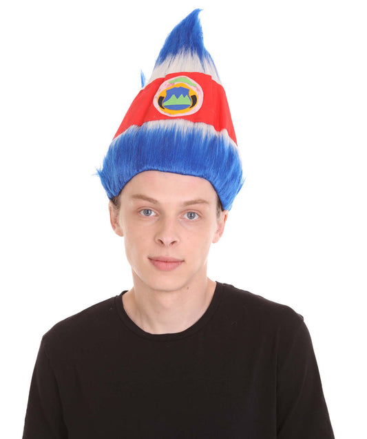 男性用コスプレウィッグ コスタリカ国旗 トロールスタイル H-3774 コスプレハロウィンウィッグ プレミアム通気性キャップレスキャップ