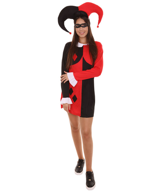 女性 JCP-136 のハートポーカーコスチューム ブラックとレッドのコスプレコスチューム