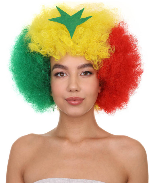 セネガルフラッグ スポーツアフロウィッグ H-3982 ハロウィン・パーティー用 プレミアムレディースウィッグ