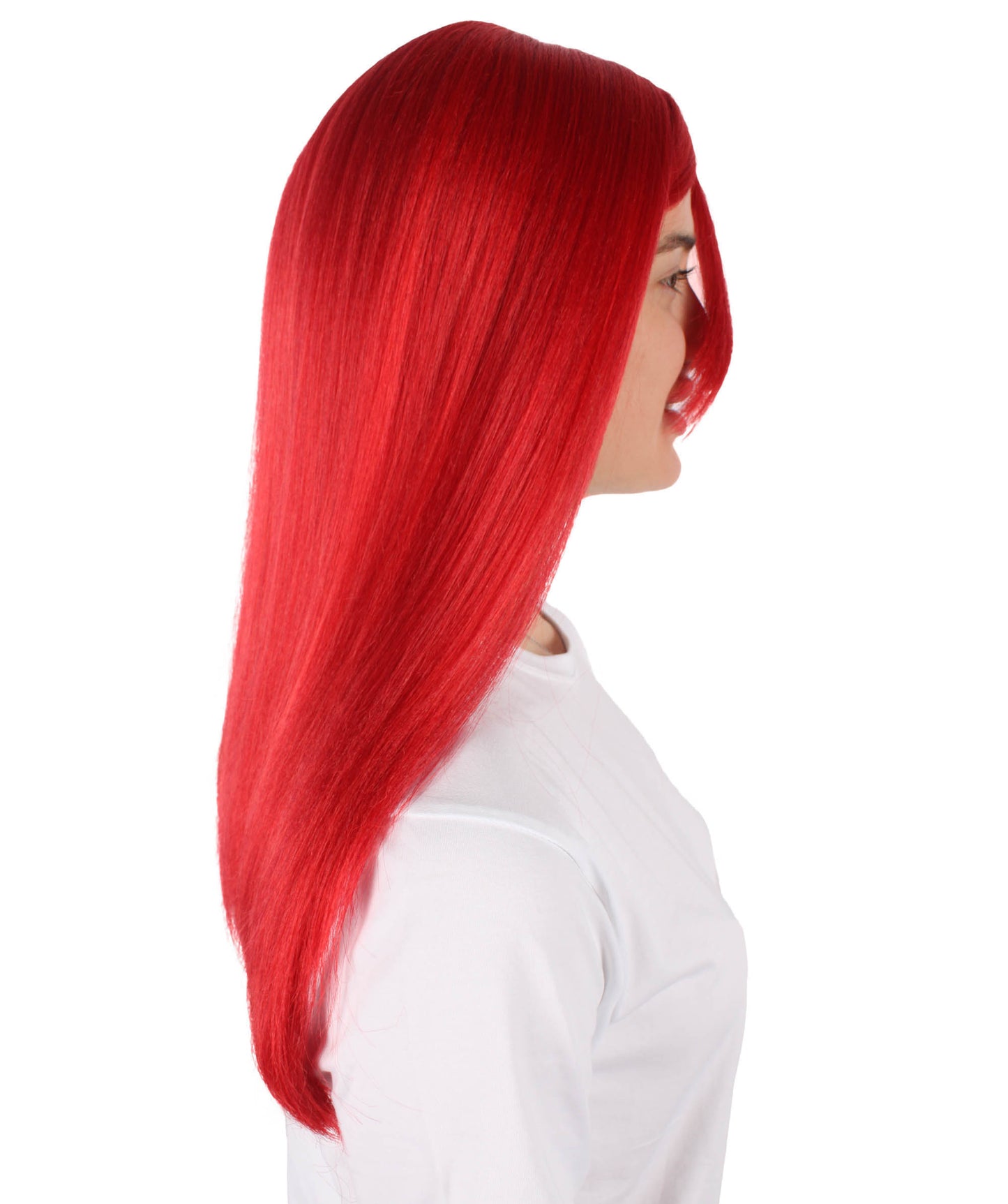 Wigs2you H-6925 大人用ユニセックスサッカーアニメロングレッドコスプレウィッグ(サイドブレイド付き)ハロウィンに最適 難燃性合成繊維