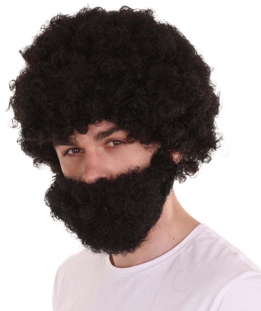 Wigs2you ハロウィンパーティー プレミアム メンズ H-637 ヒゲ&アフロウィッグ ブラックカラー