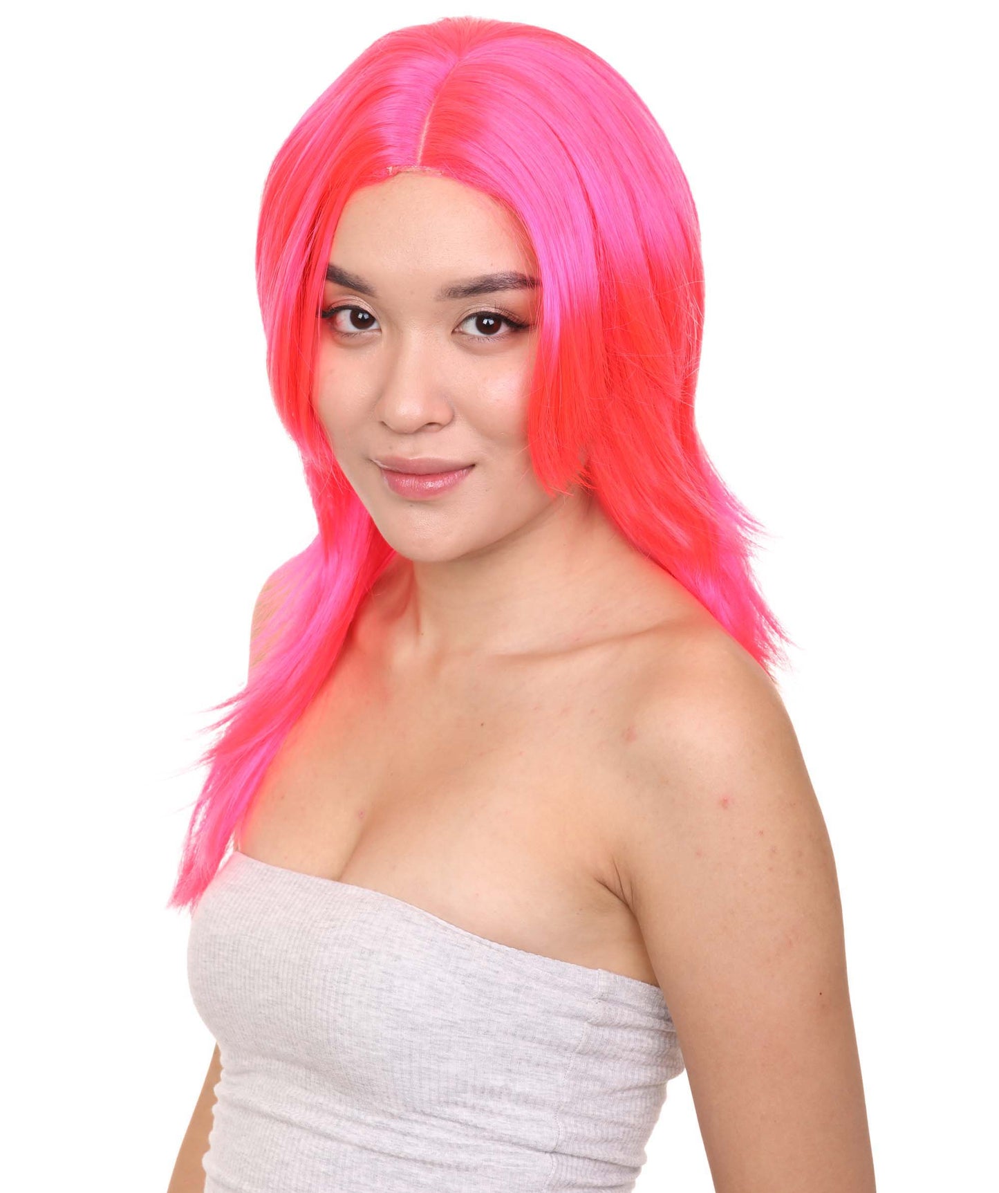 Wigs2you ハロウィンパーティープレミアム H-965 3レイヤーのパーティーガールウィッグ ネオンピンク色