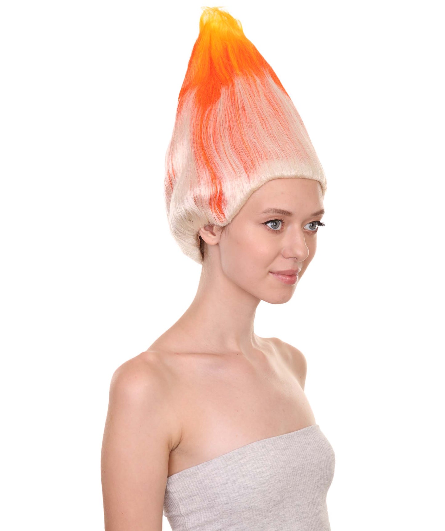 Wigs2you ハロウィンパーティープレミアム H-1800 着け心地が良い とても快適 女性用コスプレウィッグ オレンジとホワイト トロールズスタイル