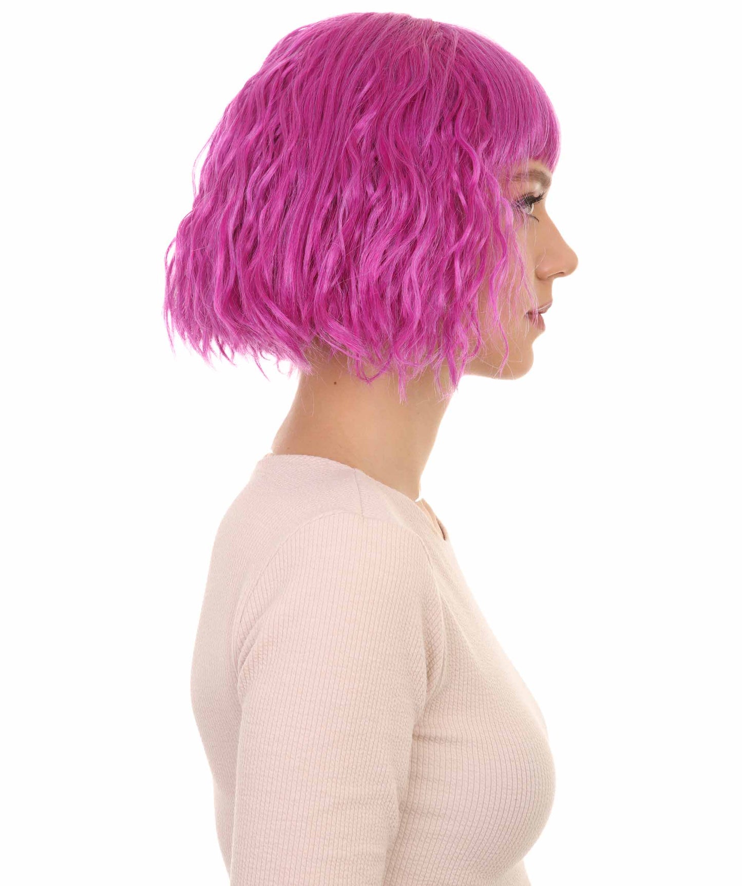 女性用カーリーパーティーレディ ファンシーコスプレハロウィンウィッグ H-3820 紫色 プレミアム通気性キャップレスキャップ