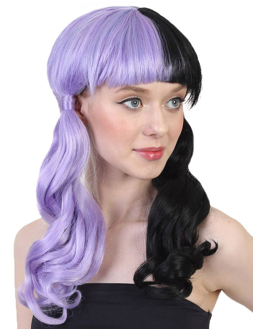 Wigs2you ハロウィン パーティー プレミアム レディース H-1444 簡単に着用でき 快適なフィット感の独占コスプレウィッグ メラニー パープルとブラックの波状スタイル