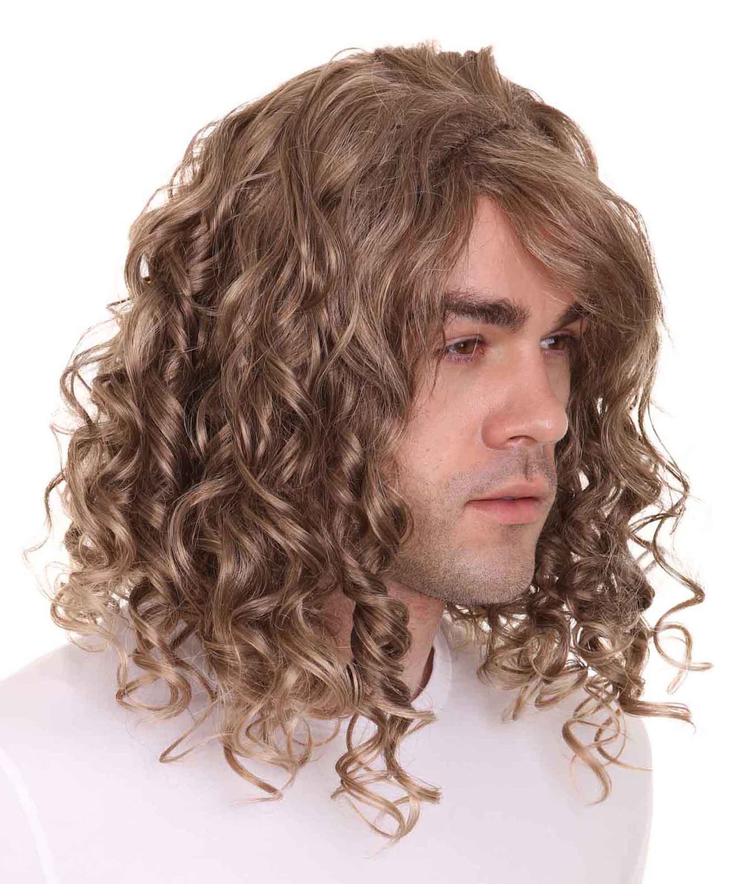 Wigs2you ハロウィン パーティー プレミアム メンズ H-638 ロング カーリー ブラウン カラー スラッカー ウィッグ