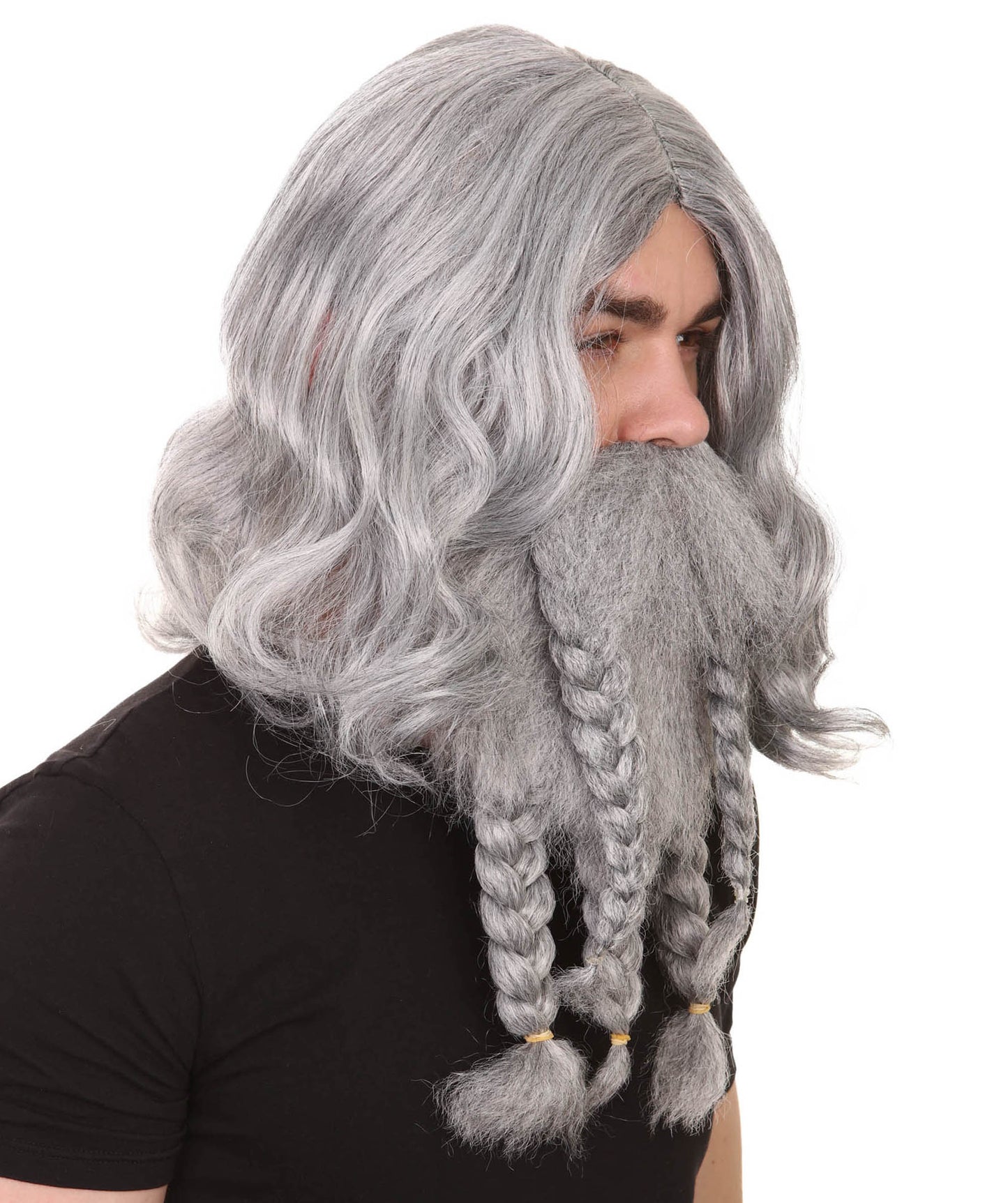 海の恐怖 海賊 グレー 男性 ウィッグ & フルビアード セット H-2376 コスプレ ハロウィン ウィッグ プレミアム 通気性のあるキャプレスキャップ