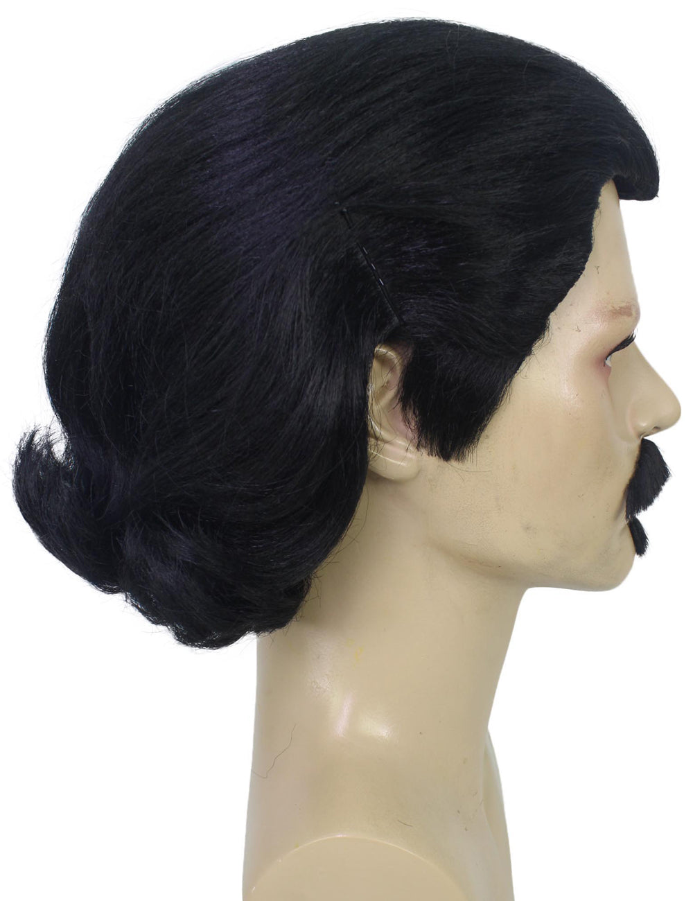 ハロウィンパーティープレミアム大人用メンズダッチ・ヴァン・デールリンデの黒ウィッグ H-5690