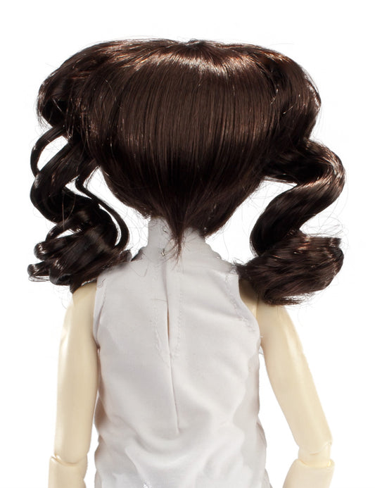 かわいらしいツインウェービーポニーテールの人形のウィッグ W-705 チャコールの色