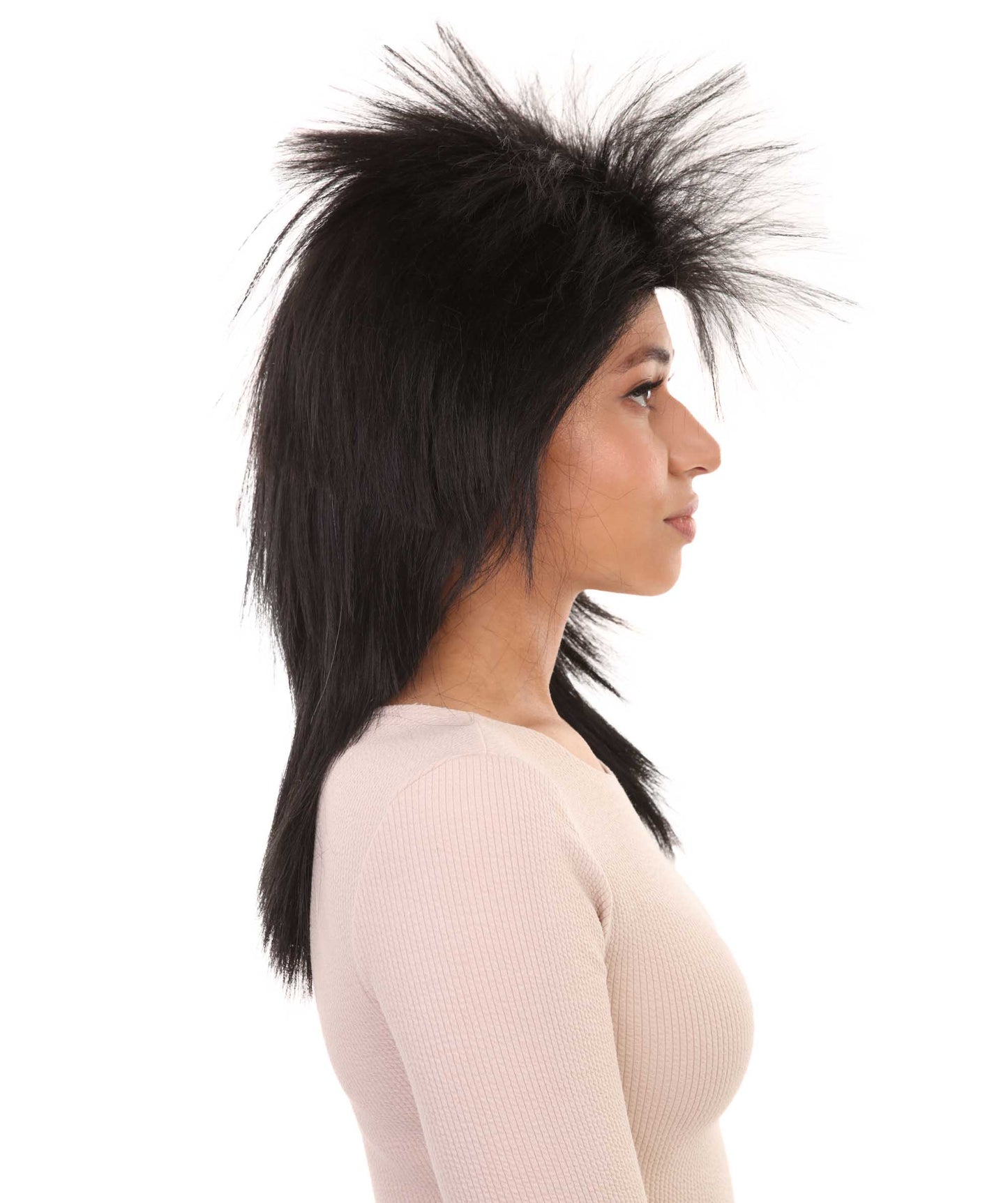 Wigs2you ハロウィン パーティー プレミアム H-1322 簡単に着用でき 快適なフィット感 80 年代女性ブラック ロッカー スタイルウィッグ