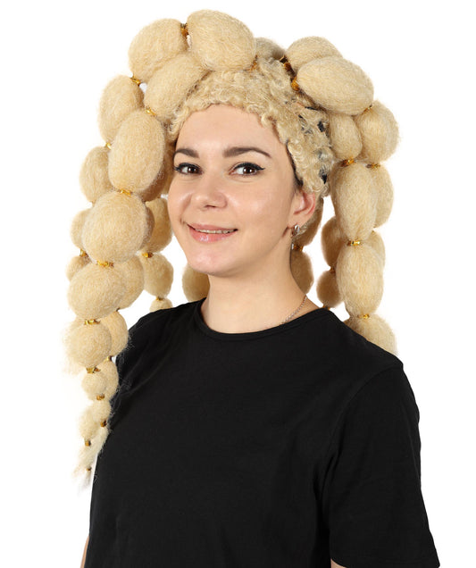 女性用 H-6239 ふわふわロングノットブロンドウィッグ コスプレウィッグ 難燃性合成繊維