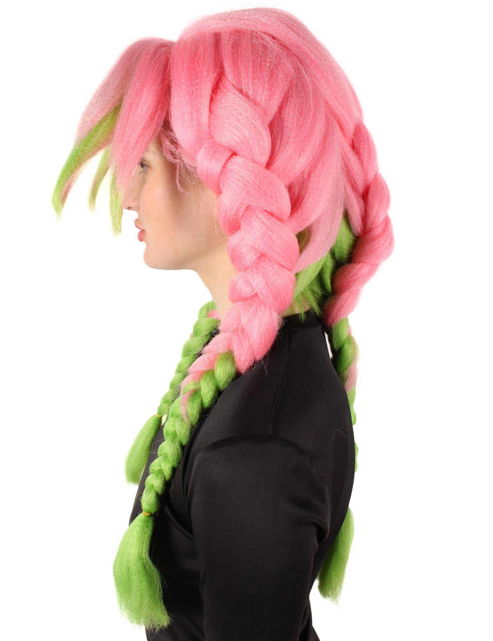 Wigs2you H-5671大人の女性のアニメコスプレ悪魔ハンターレインボーピンク三つ編みと前髪ウィッグ