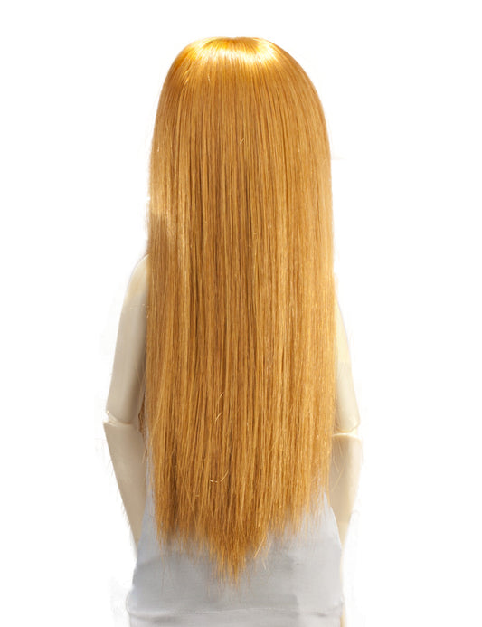 ロングレイヤートレスの人形のウィッグ W-707 ラッシュブラウンとゴールデンブロンド スムースでグロッシーなスタイル