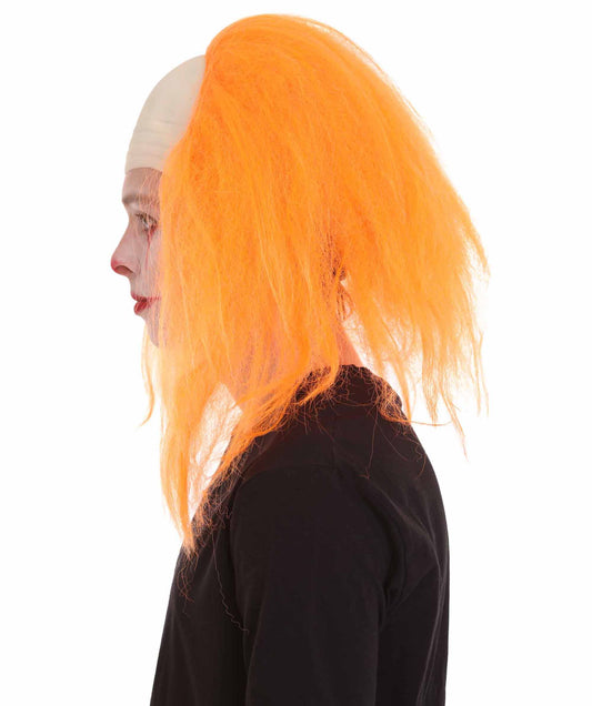 大人用ハーフボールド面白い男性用オレンジウィッグ H-4928 ハロウィンにぴったり 軽量難燃性合成ファイバー