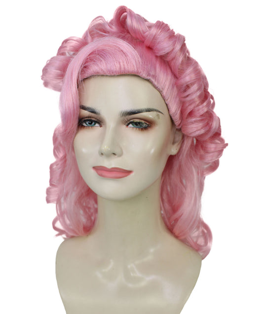 女性用 H-5977 フランスのドラッグクイーン ピンク コスプレウィッグ コスプレに最適 難燃性合成繊維