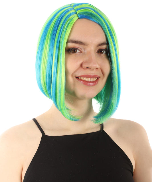 女性用ショルダーレングスフラッパーウィッグ グリーンオンブレ H-5375_29 合成繊維ヘア ハロウィンパーティーウィッグコレクション