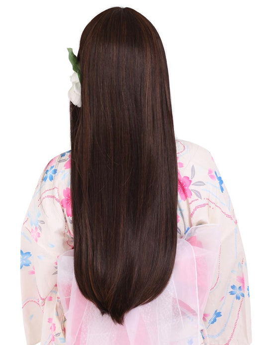 W-595、超光沢 ストレートロングスタイルウィッグとさらさら定番スタイル。ウィッグネット付き。