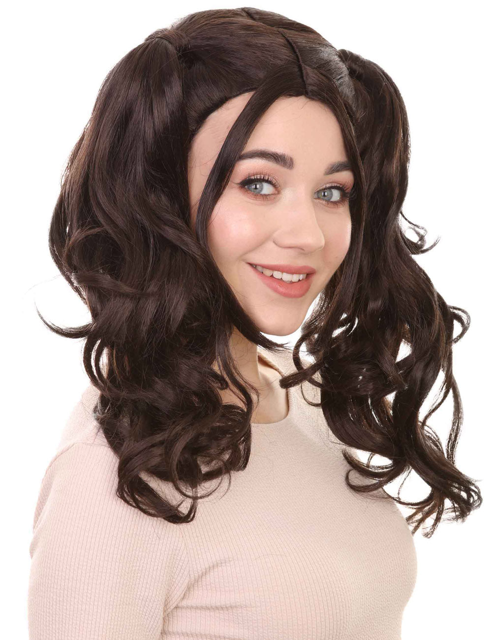 Wigs2you ハロウィンパーティー プレミアム レディース H-769 ドリー ピグテール ウィッグ ダークブラウン色