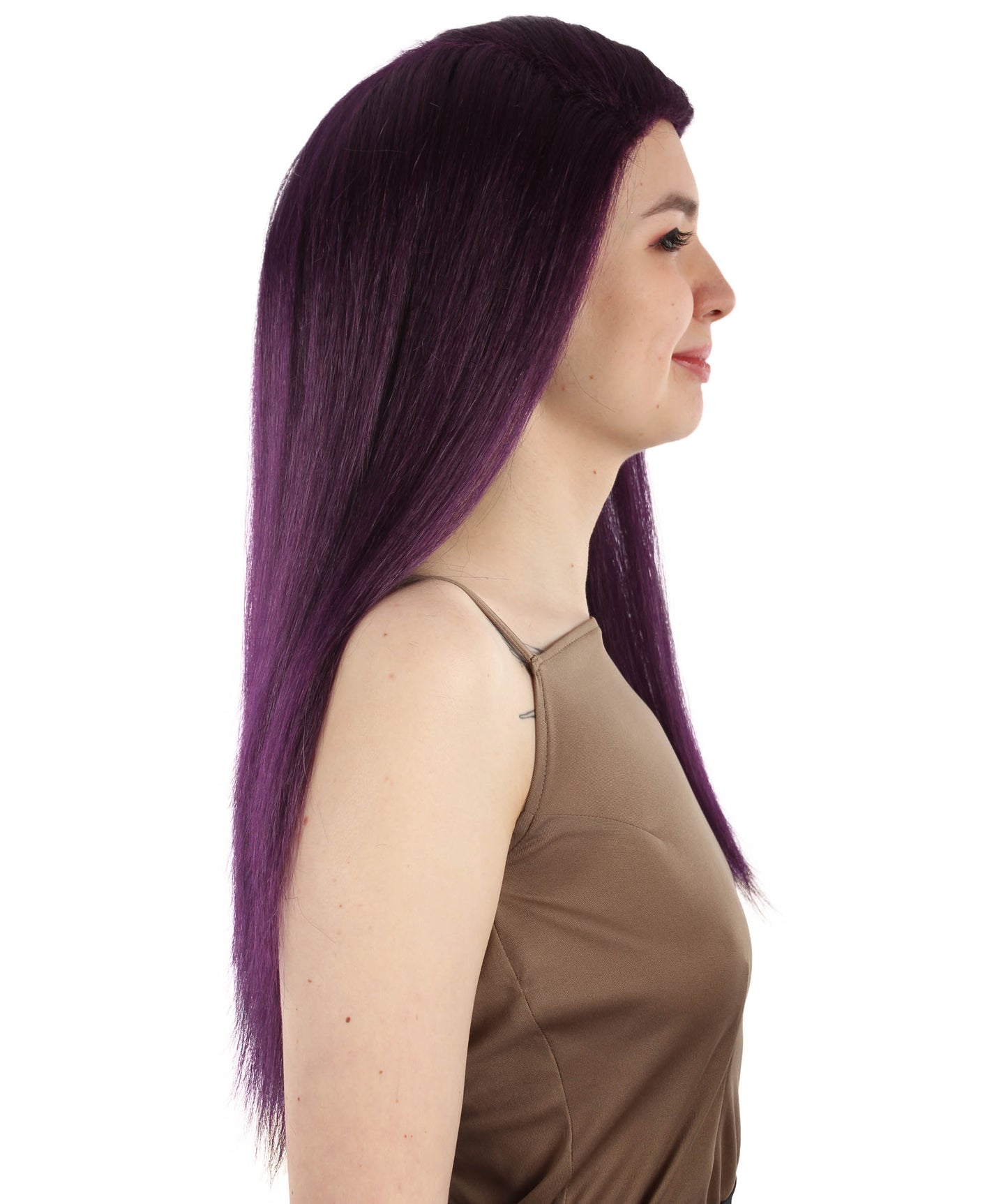 女性用ロングストレートサイドパートコスプレウィッグ ダークパープル H-5220_11 ファンシースタイル プレミアムハロウィンパーティーウィッグコレクション