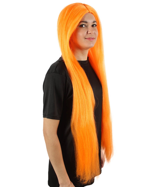 女性 36インチ 超長いウィッグ オレンジ H-5379_3 バングなし コスプレ衣装の髪ウィッグ