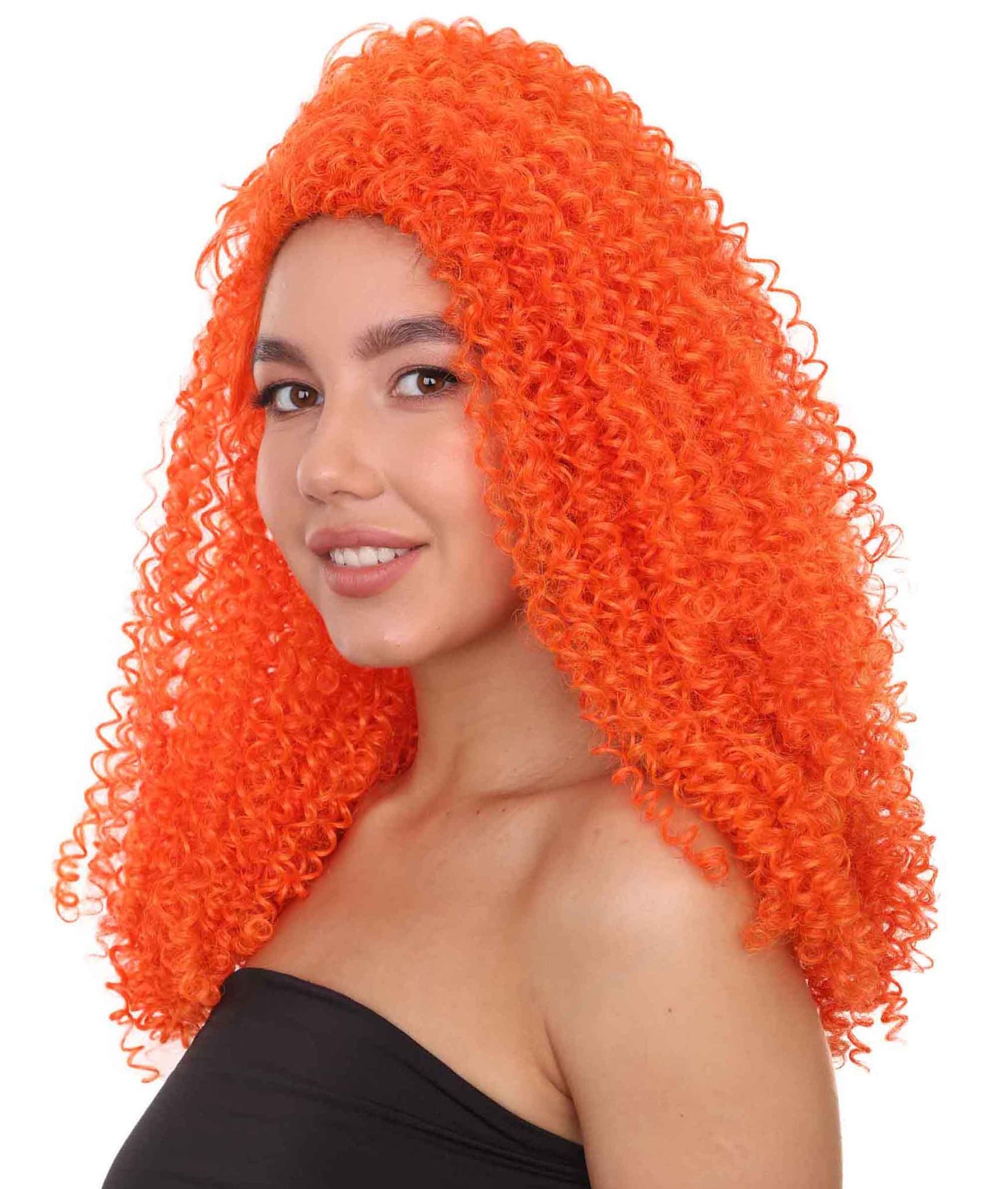 プレミアムハロウィンパーティーレディ H-5453 ロングレングス カーリー ドラッグの女王 フィアースオレンジウィッグ オレンジ