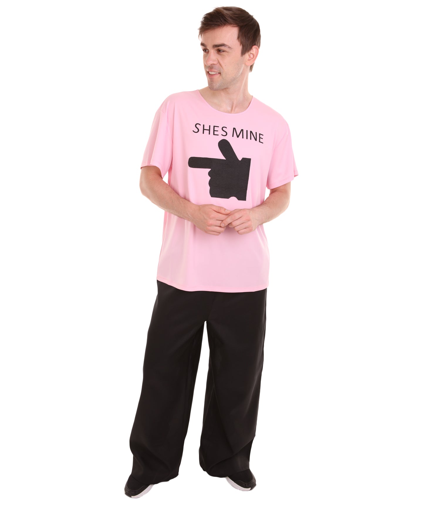 大人向け女性用 JCO-168_4 バレンタインデー ライトピンク マッチング カップル "He's Mine" Tシャツ コスプレ コスチュームコレクション