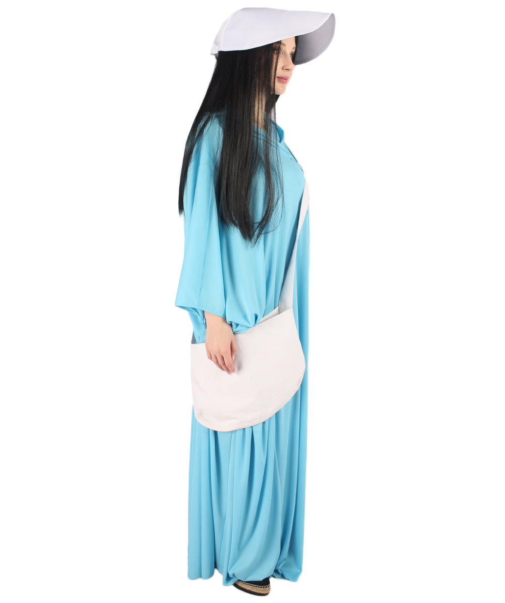 女性用 JCP-068_4 ライトブルー ローブ ハンドメイド コスプレ衣装とバッグ ボンネット付き