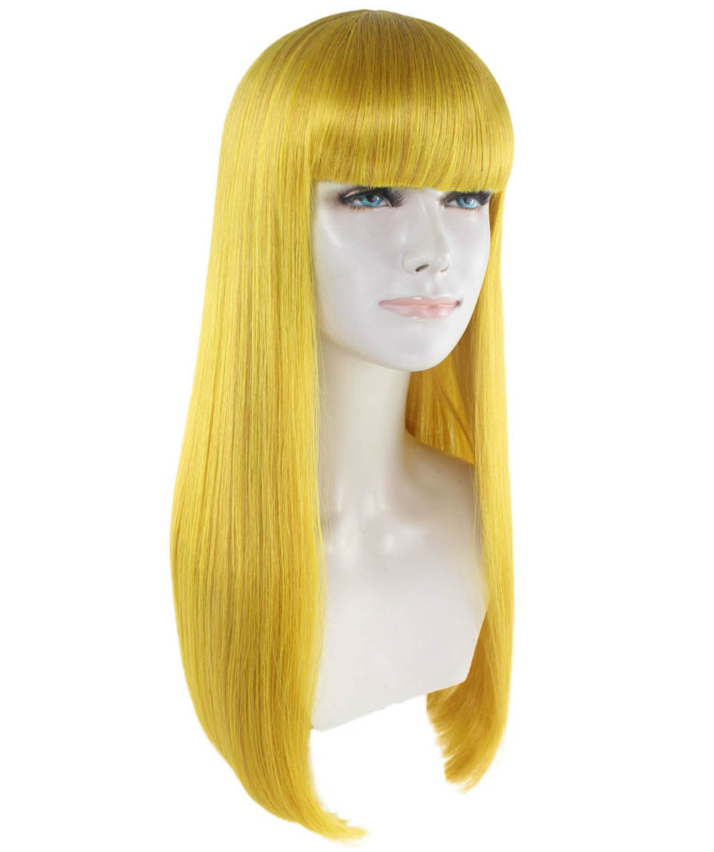 女性用 ロング ゴールド ボブ ウィッグ H-3356 ファンシー パーティー イベント レディ ハロウィン ウィッグ プレミアム通気性 キャプレス キャップ