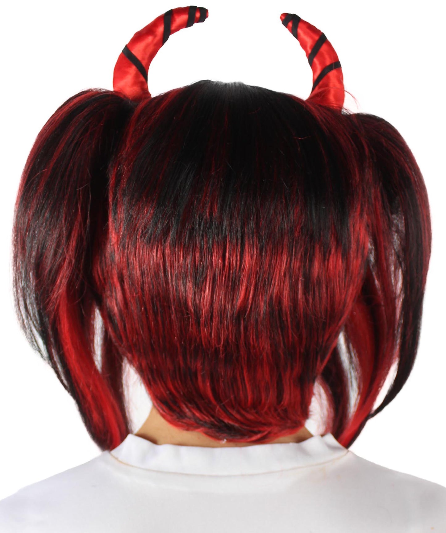 ハロウィンパーティープレミアムレディース H-5767 赤と黒の髪にデビルの角