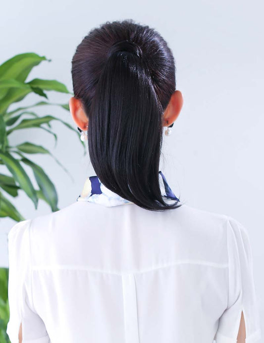 レディースファッション WS-5009 ポニーテール ヒートスタイリング可能 ダーケストブラウン ストレート スタイリッシュポニーテールウィッグ 合成繊維