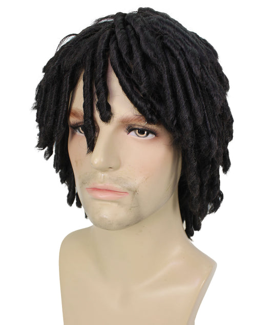 メンズ H-6133 ジャマイカ系イギリス人ミュージシャン ドレッドヘアウィッグ 通気性のあるキャップレスキャップ 難燃性合成繊維