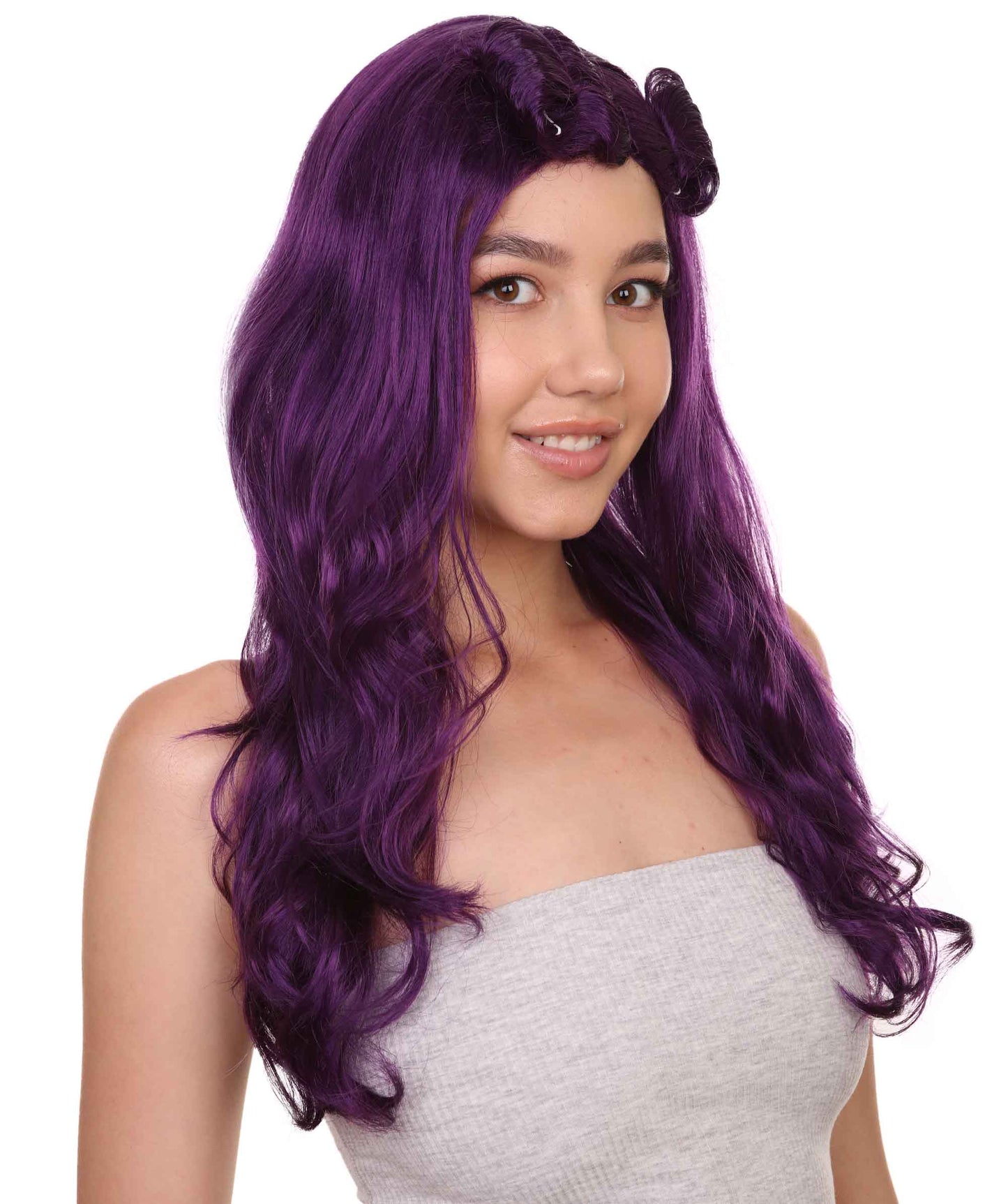 Wigs2you ハロウィンパーティープレミアムレディース H-1721 着け心地が良い とても快適 80年代ビューティーガール バイオレットカールウィッグ