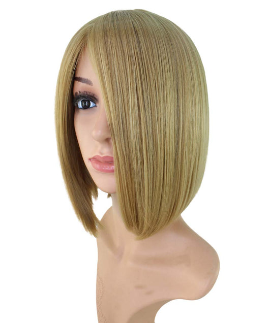 耐熱コスプレウィッグ。片目の隠れるワンレングスミディアムスタイル。ウィッグネット付き。C-022