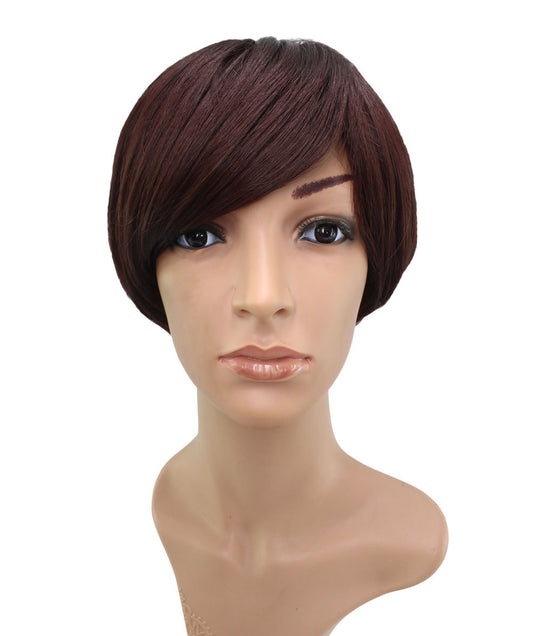 "ショットウィッグ☆斜めの前髪と耳側までの毛先は絶妙なマッチ☆ ウィッグネット付き♪ W-764 "