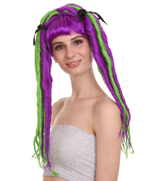 ハロウィンパーティープレミアム大人の女性用 H-2527 ネオンドレッドロックウィッグ 現代の淑女のためのエレガントなウィッグへの一歩