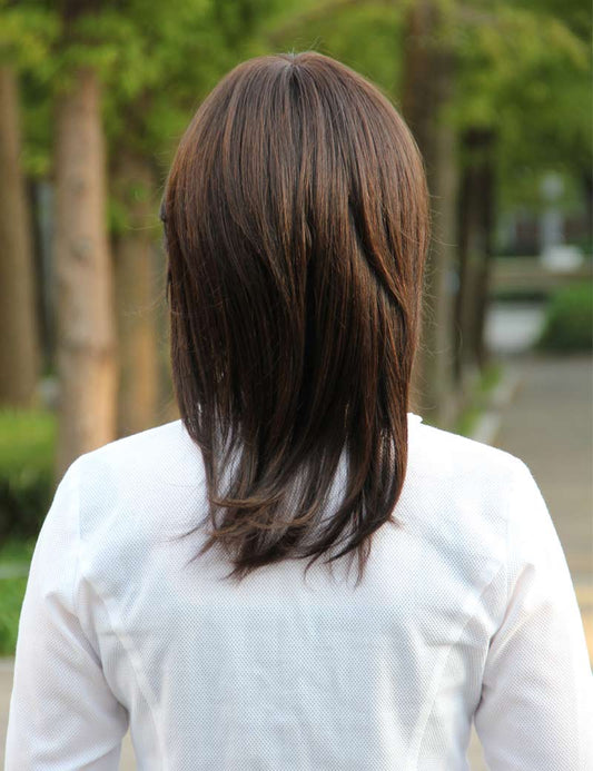 女性用 ロングストレートミセススタイル ナチュラルエッセンス ブレンドヘア U字型ウィッグウェーブ