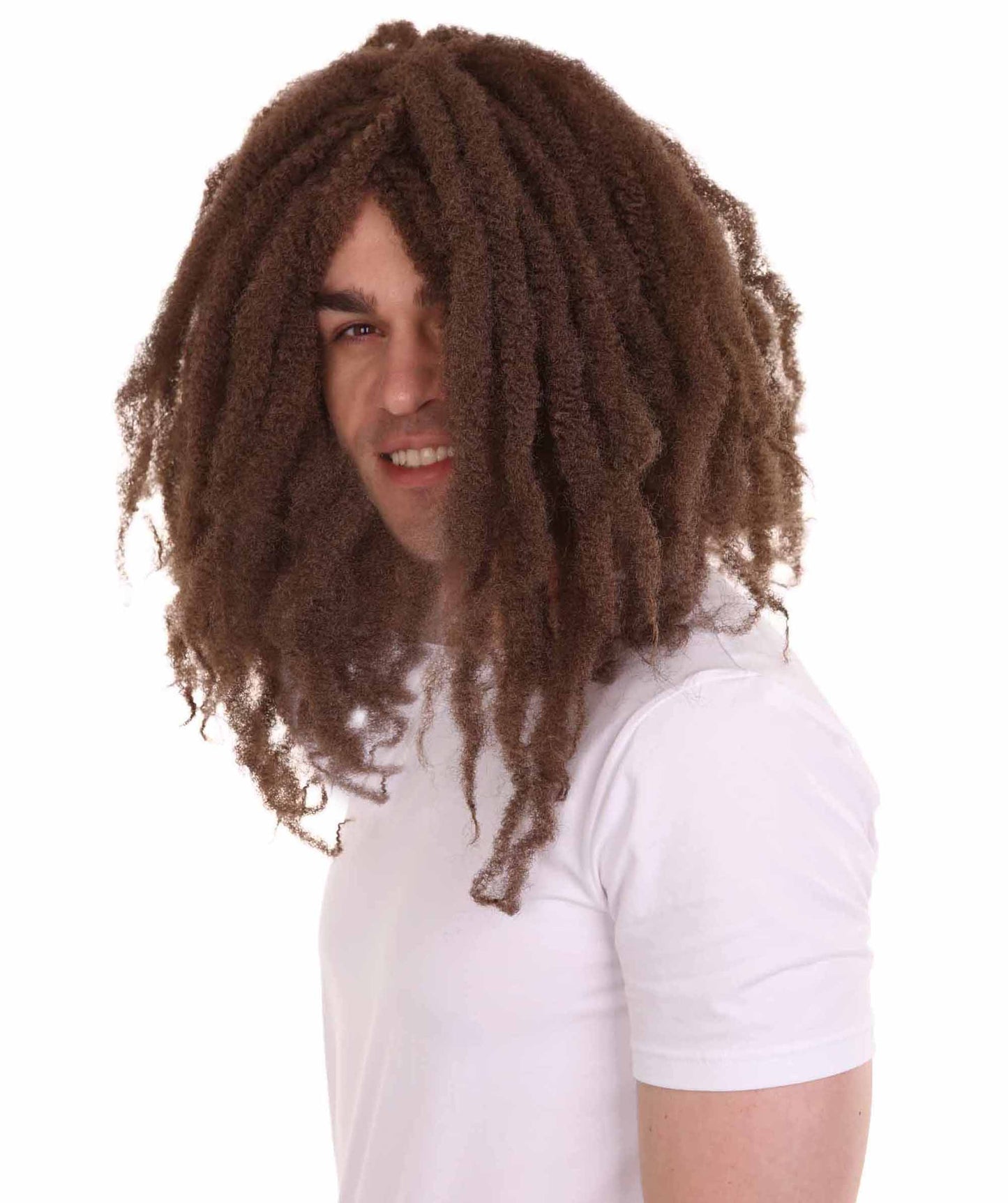 Dreadlock人間髪|ライトブラウンの歴史的人物コスプレ・ハロウィンかつら|割増空気を通すCaplessなキャップH-2082