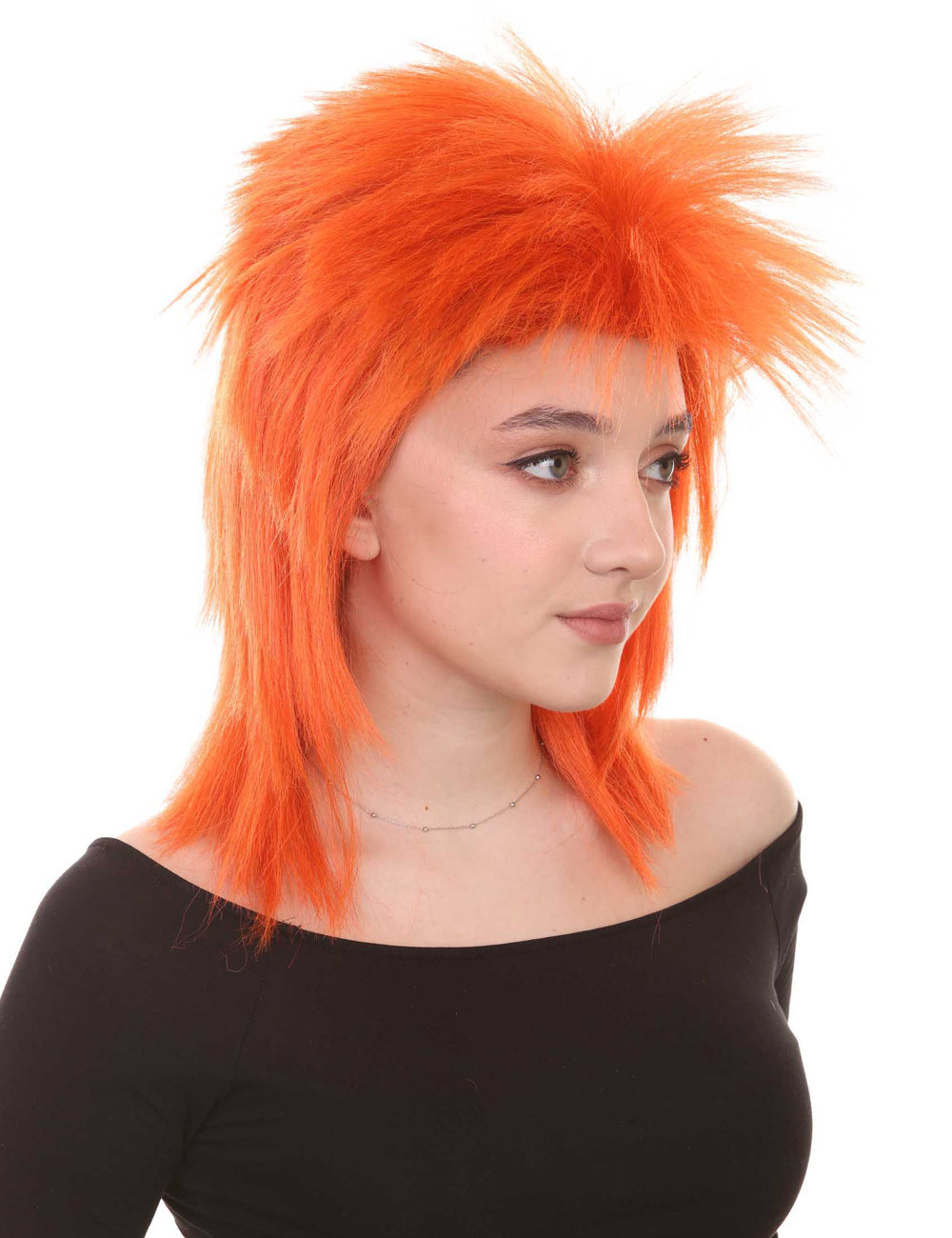 Wigs2you ハロウィン パーティー プレミアム H-1309 簡単に着用でき 快適なフィット感 80 年代女性ダークオレンジ ロッカー スタイルウィッグ