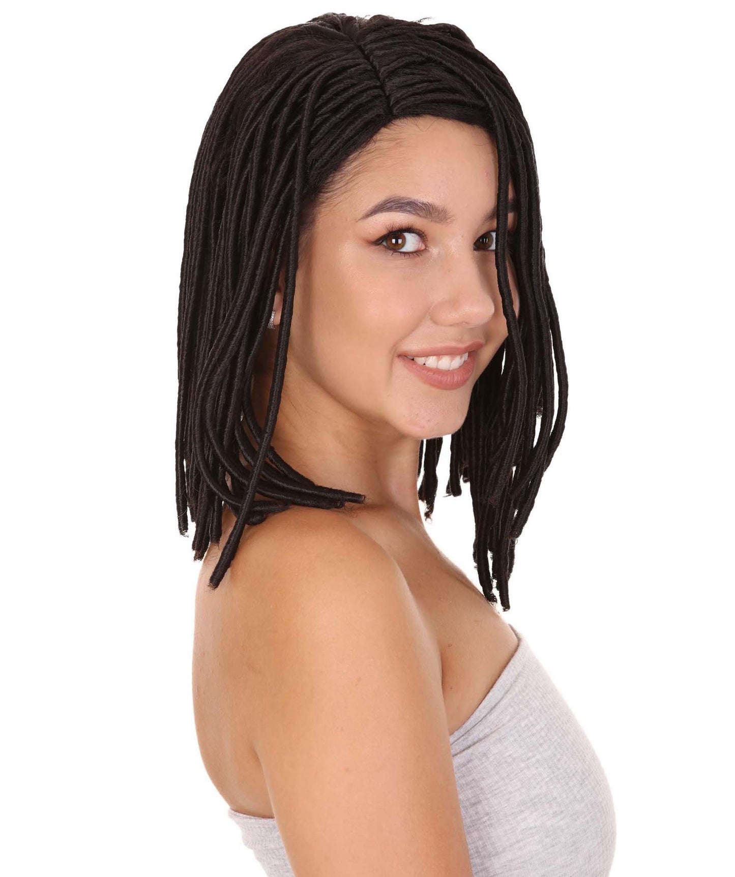 Wigs2youハロウィンパーティープレミアムレディースH-1955 着けやすい 非常に快適 ショートブラックドレッドロックウィッグ