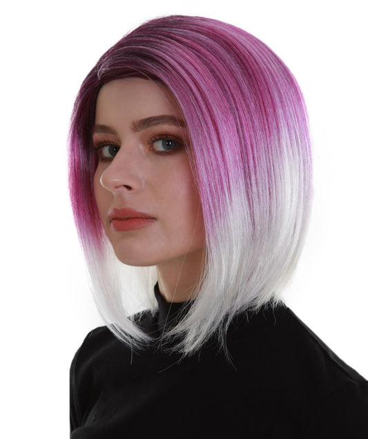 ハロウィンパーティープレミアム レディース H-5274 パープル ストレート トレンディ ミッドオンブレウィッグ パープル