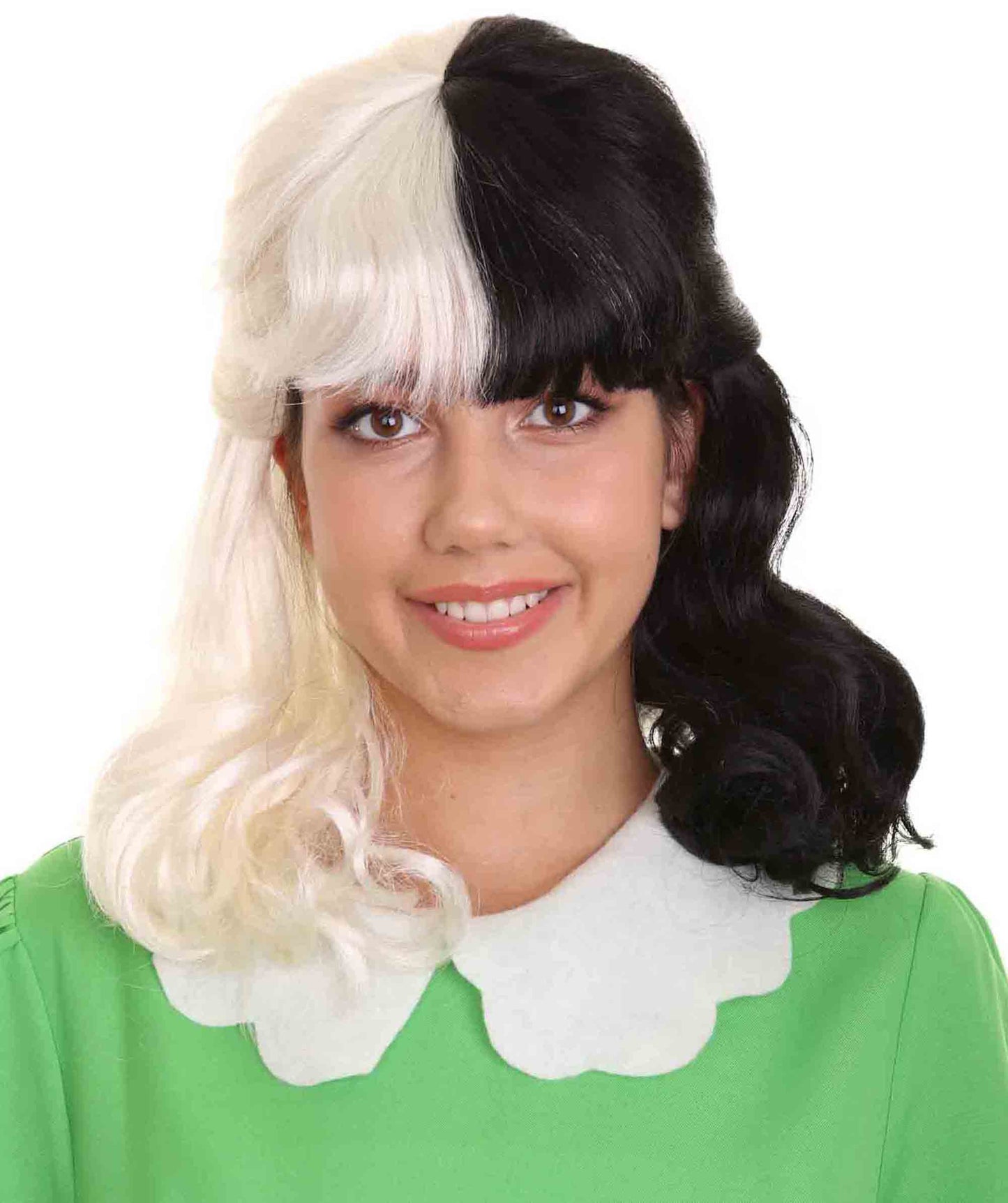 ハロウィンパーティープレミアム レディース H-5258 コントラスティングツートーンクルーエルアンドイーヴィルウィッグ