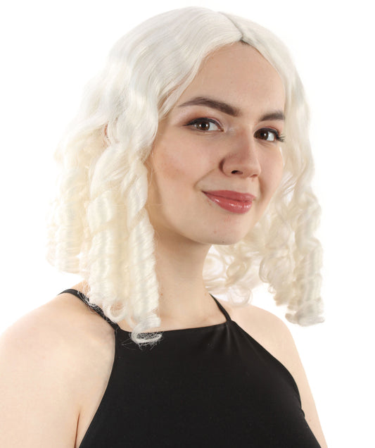 女性用14インチショルダーレングスウィーブカーリーゴルディロックスウィッグ バーガンディ H-5377_17 ソフト合成繊維ヘア ハロウィンパーティーウィッグ