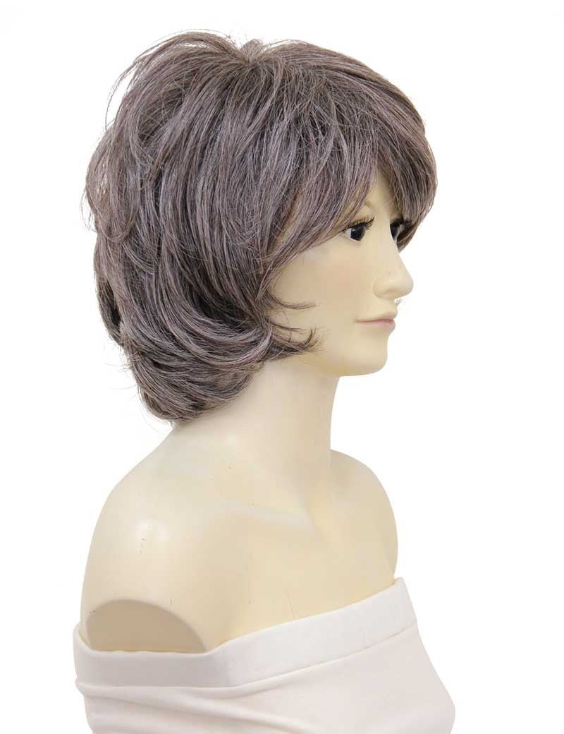 人毛ミックス | モノスキン半手植えの高品質ウィッグ | 医療用上品なショートスタイル | ウィッグネット付き HTBP-003