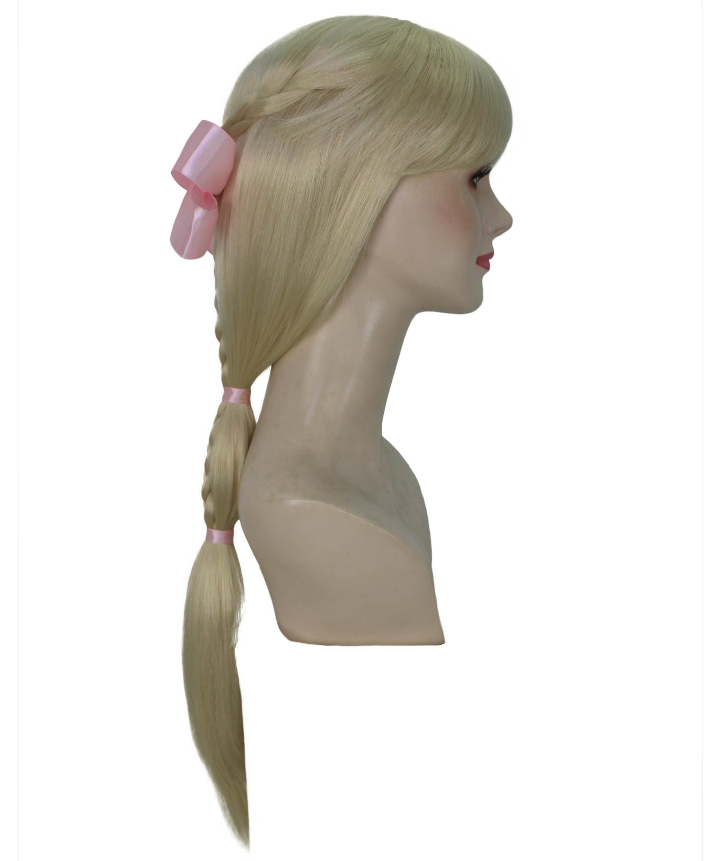 女性用 H-5999 ブロンドフィスティル編み込みポニーテールウィッグ コスプレに最適 難燃性合成繊維