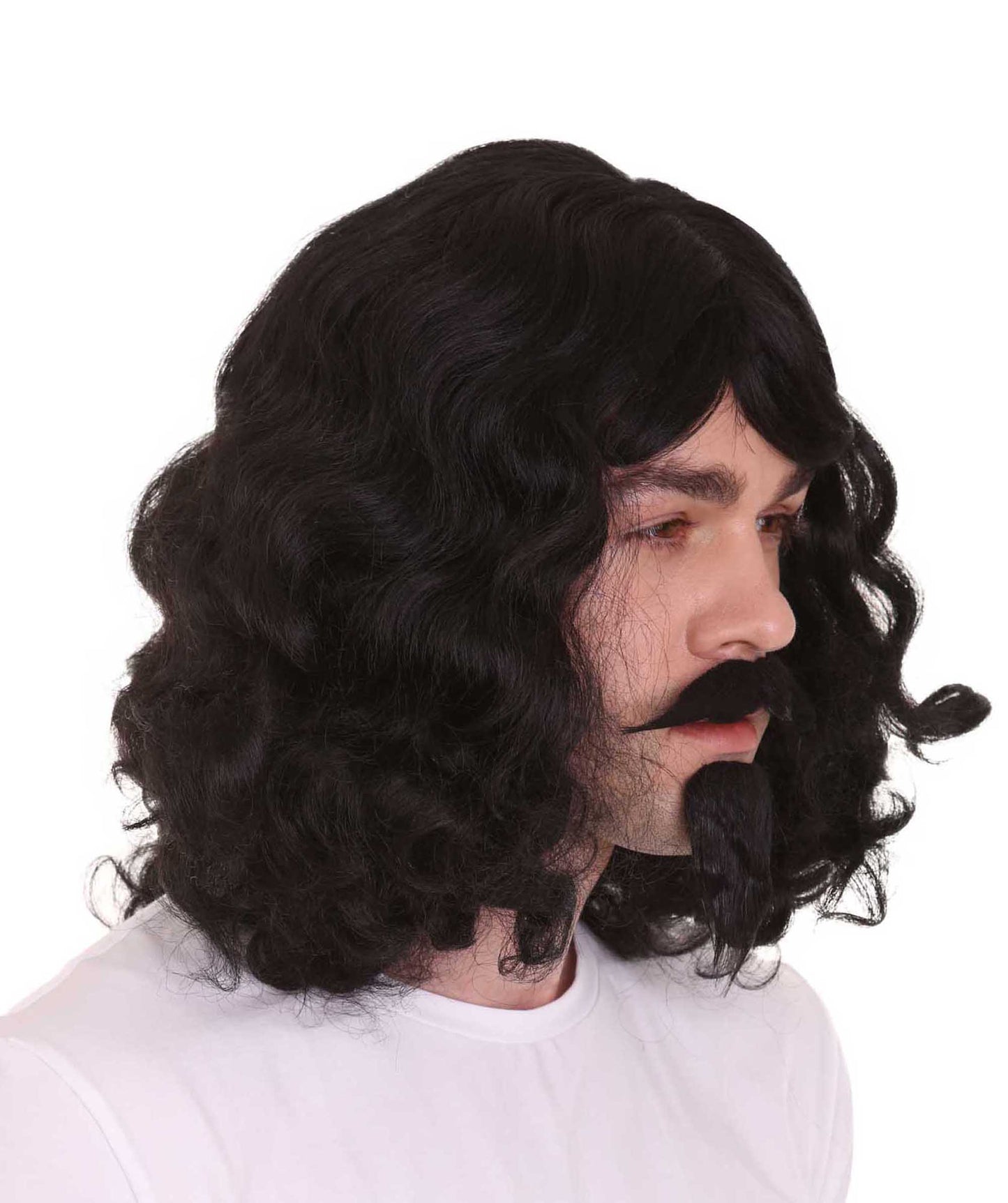 Wigs2you ハロウィンパーティー プレミアム メンズ H-613 銃士ウィッグとヤギひげ ブラックカラー